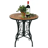 DanDiBo Ambiente DanDiBo Tisch Mosaik Metall Mosaiktisch Ø 60 cm 12001 Gartentisch Mediterran Wetterfest Bistrotisch Beistelltisch Garten mit Naturstein