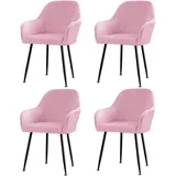 CLGTY Samt Stuhlhussen Mit Armlehne Moderne, Weich Abnehmbar Stuhlhussen Moderne Hussen Für Stühle Für Esszimmer-rosa-4 Stück
