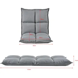 [en.casa] Bodensessel Deinze Polyester 110 x 2 x 70 cm Silber verstellbar mit Liegefunktion