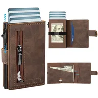 OYLCDI Geldbörse Geldbörse Herren Slim Wallet RFID Blocking Kohlefaserleder (Portmonee Herren mit 11 Kartenetui, Ausweisfenster, Geldscheinklammer, Minimalistischer Geldbeutel Herren,Geldbörse Herren mit RFID Schutz, Portmonee Portemonnaie Herren klein, Slim Wallet mit Münzfach, Mini Geldbörse Herren&Damen, Kreditkartenetui Kartenetui-Geldbeutel) braun