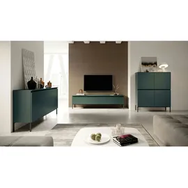 Selsey Highboard 100 x 122 cm Dunkelgrün / Schwarz