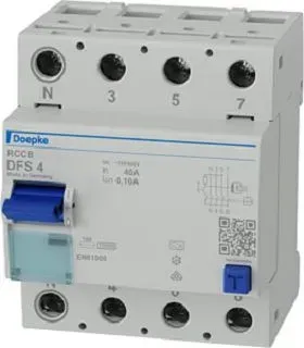 Doepke FI-Schutzschalter Typ A 4-polig 100mA 230/400V DFS4-040-4/0,10-A