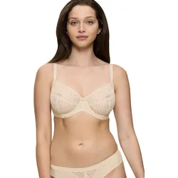 Bügel-BH TRIUMPH "Aura Spotlight W", Damen, Gr. 85, Cup E, beige (creamy dream), Microtouch, Spitze, Obermaterial: 81% Polyamid, 14% Elasthan, 5% Polyester, elegant, BHs, moderne Grafikspitze