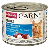 Animonda Carny Adult Katzenfutter für erwachsene Katzen, Dose Nassfutter für ausgewachsene Katzen, Rind + Kabeljau mit Petersilienwurzeln, 6 x 200 g