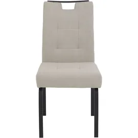 Hela 4-Fußstuhl HELA "LINZ, Esszimmerstuhl, Komfortstuhl", beige (beige, schwarz, schwarz), B:48,5cm H:97cm T:64cm, Metall, Polyester, Stoff, Stühle, XL-Sitz,elegante Griffleiste,Komfortsitz mit Federkern,140kg belastbar