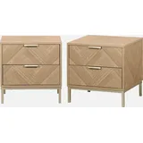 sweeek 2er-Set Nachttische mit Fischgrät-Dekor - sweeek