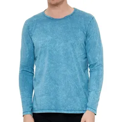 Herren Longsleeve im Batik-Stil Langarm-Shirt Sommer-Pullover Freizeit-Shirt R-10154 Petrol-Blau - 