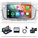 2G+64G Wireless Carplay Android 13 Autoradio für Ford Focus II mk2 Mondeo S-Max C-Max Galaxy Kuga7 Zoll Autoradio mit Android Auto Navi GPS WiFi Mirror Link Bluetooth FM/RDS/DAB/EQ/SWC Rückfahrkamera