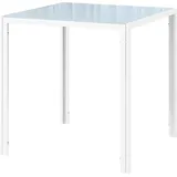 Esstisch Quadratischer Küchentisch Für 4 Personen, Esszimmertisch Aus Hartglas, Bis 80 Kg Belastbar, Für Küche, Esszimmer, 75 X 75 X 75 Cm, Weiß