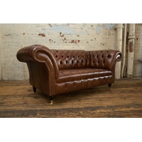 JVmoebel 2-Sitzer Chesterfield Sofa 2 Sitzer Polster Leder Sofas 100% Leder Sofort, Made in Europa braun