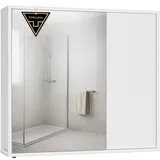 songmics home Spiegelschrank, Badezimmerschrank, superschnelle werkzeuglose Montage, Toolless-Technologie, Badspiegel, verstellbare Ablagen, modern, 15 x 60 x 55 cm, schneeweiß