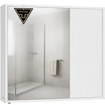 songmics home Spiegelschrank, Badezimmerschrank, superschnelle werkzeuglose Montage, Toolless-Technologie, Badspiegel, verstellbare Ablagen, modern, 15 x 60 x 55 cm, schneeweiß