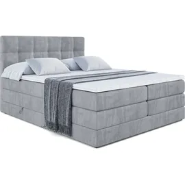 altdecor Boxspringbett mit Matratze und Topper, Polsterbett mit, Bettkasten, Bett mit Stauraum H3- und H4- Matratze, Doppelbett, Springboxbett - MARCE KING - Grau Samt