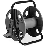 Relaxdays Schlauchtrommel, 30 m 1/2" Schlauch, Stahl, Kunststoff, Schlauchhalter, HBT: 38 x 42 x 31 cm, grau/schwarz