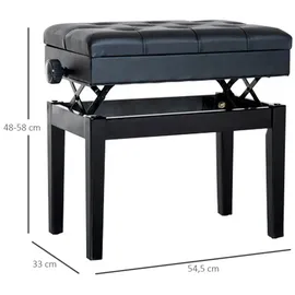 Homcom Klavierhocker mit Stauraum 54,5 x 48-58 x 33 cm Schwarz