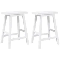VidaXL Barhocker 2 Stk. Weiß Massivholz Gummibaum