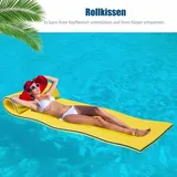 210x66cm Wasserhaengematte, Wasserliege 70kg Tragkraft, Schwimmmatte Schwimmfloss, Schwimmender Teppich, Schwimmende Wasser Bett Schwimminsel Gelb