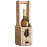 Dekoleidenschaft Weinflaschenhalter "Wein" aus recyceltem Holz, Flaschenständer, Weinflaschenträger, Flaschenhalter, dekorativ, Geschenk Idee, Weinträger, Flaschenträger beige