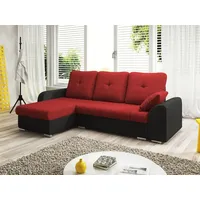 Fun Möbel Ecksofa Sofa DEKOS mit Schlaffunktion Schwarz / Rot Ottomane Links - Schwarz