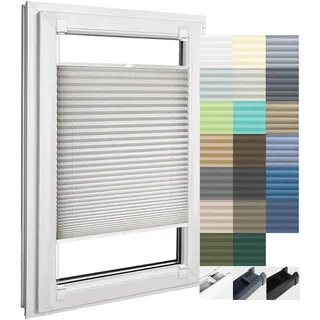 Home-Vision Premium Plissee nach Maß, zum Kleben Innenrahmen, Höhen Farbe des Textile und Profilfarben, Blickdicht Jalousie für Fenster & Tür Sonnenschutzrollo in verschiedenen Breiten