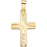 Kettenanhänger ADELIA ́S "Kreuzanhänger 333 Gold ( 8K ) mit Zirkonia", gold, Schmuckanhänger, Damen, mit Zirkonia, Gold, Kettenanhänger, Goldanhänger Kreuz