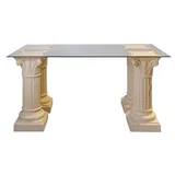 Antiker Glas Esstisch Tafeltisch Säulentisch Küchentisch Schreibtisch Barock