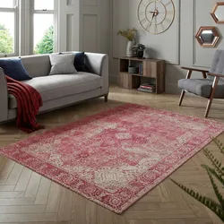 Kadima Design Vielseitiger Vintage Teppich `Coquet Tara`. Farbe: Rosa, 155x230 cm