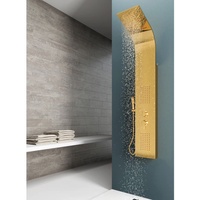 EM Duschsäule Jungle Gold Stahl Gold Poliert Matt 4 Funktionen Mit Wasserfall Handbrause Mischer Kaltes Wasser