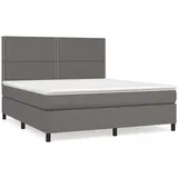 vidaXL Boxspringbett mit Matratze Grau 180x200 cm Kunstleder