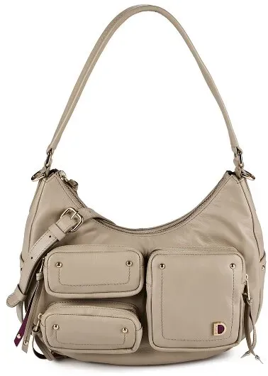 DuDu Pocket Schultertasche Leder 30 cm  grau