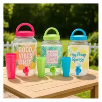 Riyashop Getränkespender Summer Kunststoff Schraubverschluss Henkel Dispenser Grün Saftspender