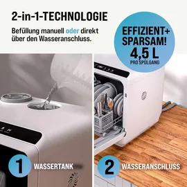 monzana MSPM900 Tischgeschirrspüler (freistehend, 450 mm breit, Weiß)