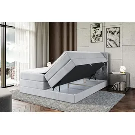 altdecor Boxspringbett mit Matratze und Lattenrost - AMAY -BZ KING - 160x200 cm - Grau Monolith 84 - Topper, Polsterbett mit Bettkasten, Bett mit S... - Hellgrau