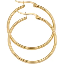 Paar Creolen JOBO "Ohrringe rund", gold (goldfarben), Ohrringe, Damen, Edelstahl, Edelstahl goldfarben
