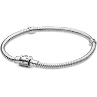 PANDORA Schlangen-Gliederarmband mit Zylinder-Verschluss in Sterling-Silber Moments Barrel Clasp, Snake Chain Armband 18cm 598816C00
