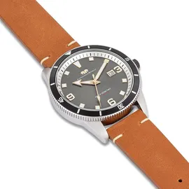 RHODENWALD & SÖHNE Herren Quarzuhr silber Echtleder braun & Braun