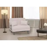 Mendler Schlafsessel HWC-K29, Klappsessel Schlafsofa Gästebett, Liegefläche 190x100cm, Stoff Cord (330g/m2) - creme-weiß