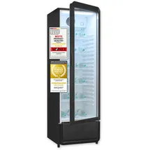 Exquisit Glastürkühlschrank, 280l Getränkekühlschrank mit LED, Umluft, 5 verstellbare Ablagen, CoolPro, schwarz