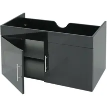 Mendler Waschbeckenunterschrank HWC-D16, Waschtischunterschrank Waschtisch Unterschrank Badmöbel, FSC® hochglanz 90cm ~ schwarz