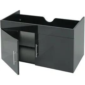 Mendler Waschbeckenunterschrank HWC-D16, Waschtischunterschrank Waschtisch Unterschrank Badmöbel, FSC® hochglanz 90cm ~ schwarz