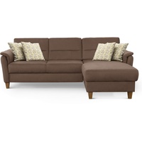 CAVADORE Schlafsofa Palera / Federkern-Ecksofa mit Schlaffunktion und Bettkasten / 244 x 89 x 163 / Mikrofaser-Bezug, Hellbraun