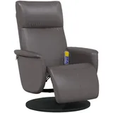 vidaXL Massagesessel, Sessel Verstellbare Rückenlehne Fußteil, Drehbar Fernsehsessel Relaxsessel mit Vibrationsfunktion, Liegesessel Polstersessel Ruhesessel, Grau Kunstleder