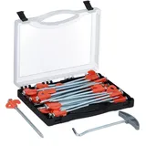 Relaxdays Felsbodenhering 30er Set mit Box Orange,Silber