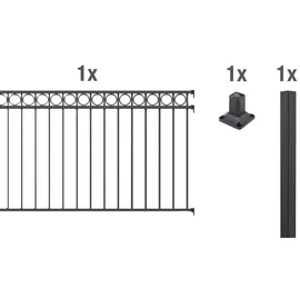 GAH Alberts Alberts Komplettset Zaun Circle 2 m 120 cm anthrazit zA