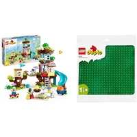 LEGO 10993 DUPLO 3-in-1 Baumhaus Spielzeug für Kleinkinder ab 3 Jahren & 10980 DUPLO Bauplatte in Grün, Grundplatte für DUPLO Sets, Konstruktionsspielzeug für Kleinkinder, Mädchen und Jungen