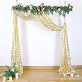 Lukery 1 Paneele Hochzeit Vorhang Hochzeitsbogen, Querbehang Gardine Freihanddeko Himmelbett Vorhänge Stoff Tüll Transparent Voile für Hochzeit, Torbogen, Zeremonie,Dekoration (75 * 400cm,Blattgold)