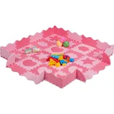 Relaxdays 52-tlg. Puzzlematte mit Rand und Motiven Pink/rosa