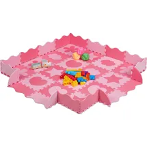 Relaxdays 52-tlg. Puzzlematte mit Rand und Motiven Pink/rosa