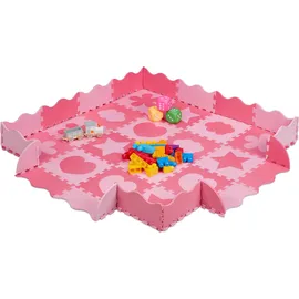 Relaxdays 52-tlg. Puzzlematte mit Rand und Motiven Pink/rosa