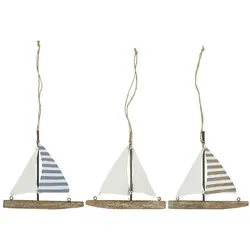 IB Laursen Schiff mit Segeln zum Aufhängen Nautico 3er Set, 15 x 1,5 x 14,5 cm